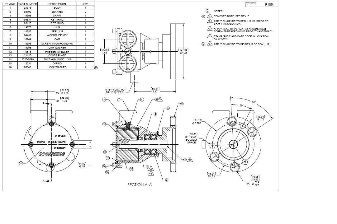 PCM Pleasurecraft Marine PCM-RA057026 Raw Water Pump Crankshaft Indmar Pcm Driven 350 454Cid & Ford 302 351