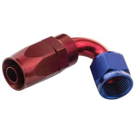 Proflow PFE104-04 120 Degree Hose End -04AN Hose to Female Blue/Red