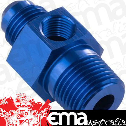 Proflow PFE139-06-04 Male Adaptor 1/4" NPT to -06AN 1/8" NPT Gauge Port Hose End Blue
