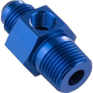 Proflow PFE139-08-04 Male Adaptor 1/4" NPT to -08AN 1/8" NPT Gauge Port Hose End Blue