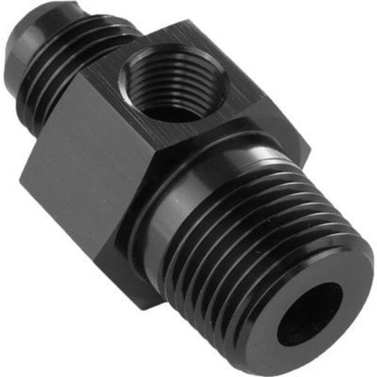 Proflow PFE139-08-04BK Male Adaptor 1/4" NPT to -08AN 1/8" NPT Gauge Port Hose End Black