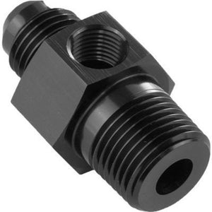 Proflow PFE139-10-08BK Male Adaptor 1/2" NPT to -10AN 1/8" NPT Gauge Port Hose End Black