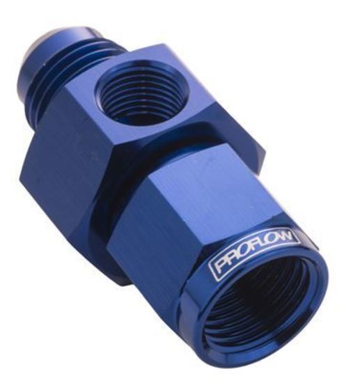 Proflow PFE140-04 Straight Male Adaptor - Female Adaptor -04AN 1/8" NPT Gauge Port Hose End Blue