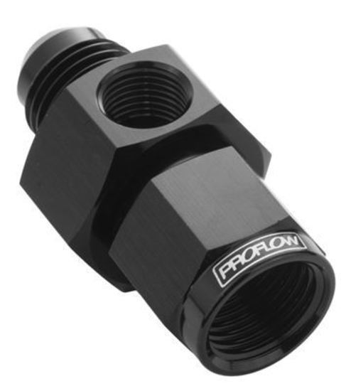 Proflow PFE140-12BK Straight Male Adaptor - Female Adaptor -12AN 1/8" NPT Gauge Port Hose End Black