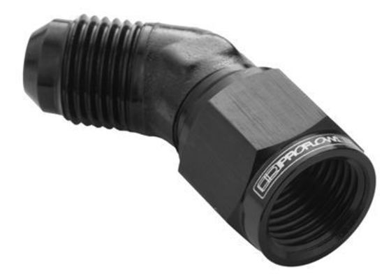 Proflow PFE142-12BK 45 Degree Male Adaptor - Female Adaptor Swivel Coupler Hose End -12AN Black
