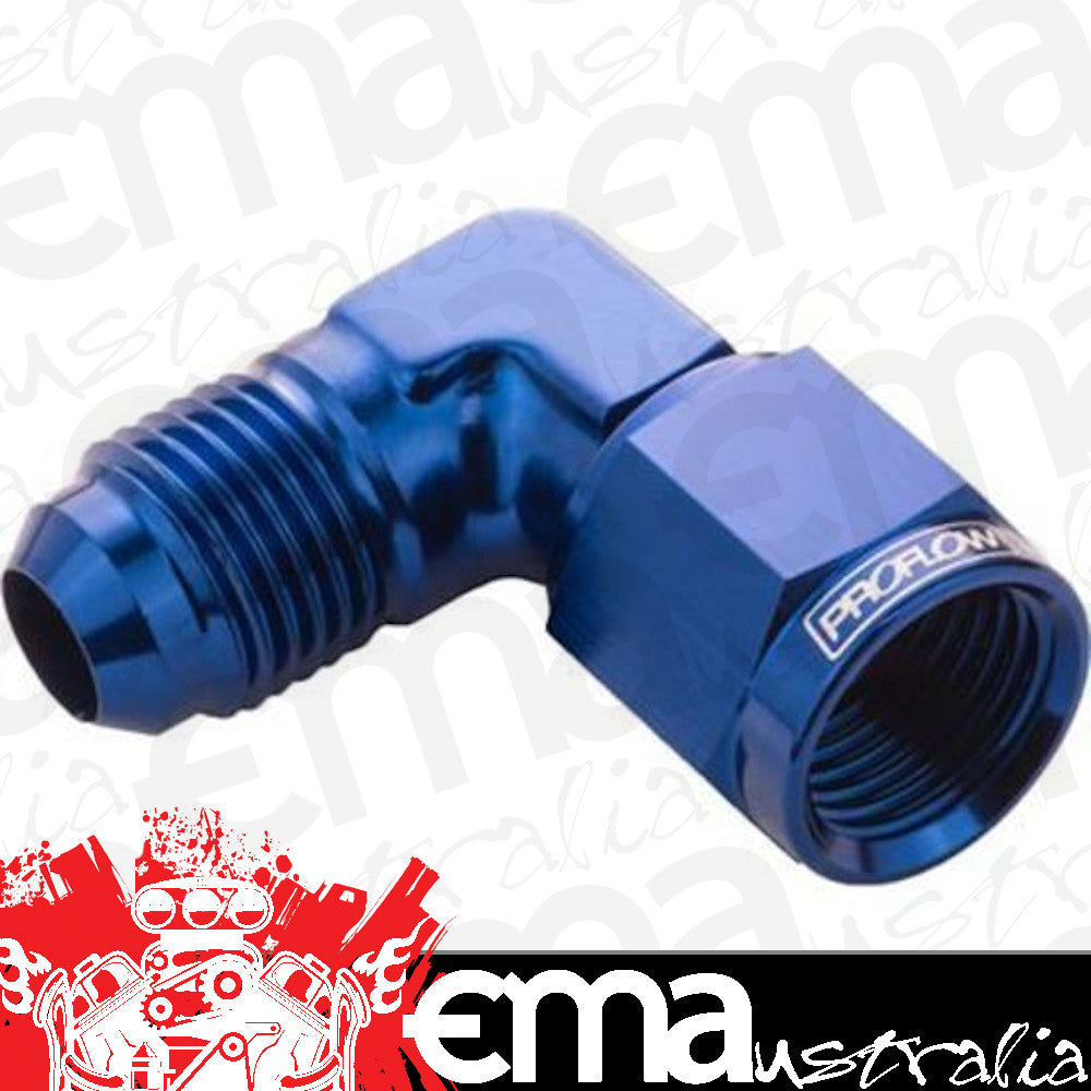 Proflow PFE143-08 90 Degree Male Adaptor - Female Adaptor Swivel Coupler Hose End -08AN Blue