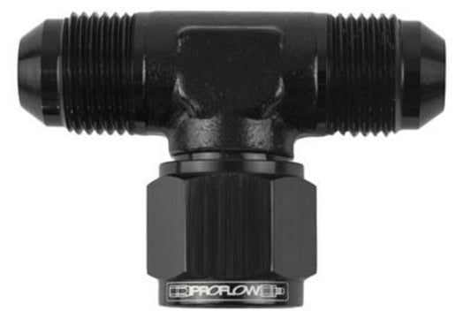 Proflow PFE144-12BK AN Tee -12AN Female Swivel Coupler Hose End On Side Black