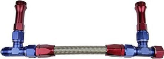 Proflow PFE161-06-02 Fuel Line kit Demon 4150 -6 AN Single Inlet Swivel-Seal Stainless Steel Hose Blue/Red