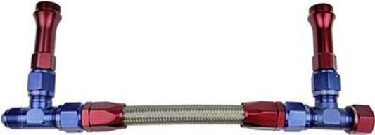 Proflow PFE161-06-02 Fuel Line kit Demon 4150 -6 AN Single Inlet Swivel-Seal Stainless Steel Hose Blue/Red