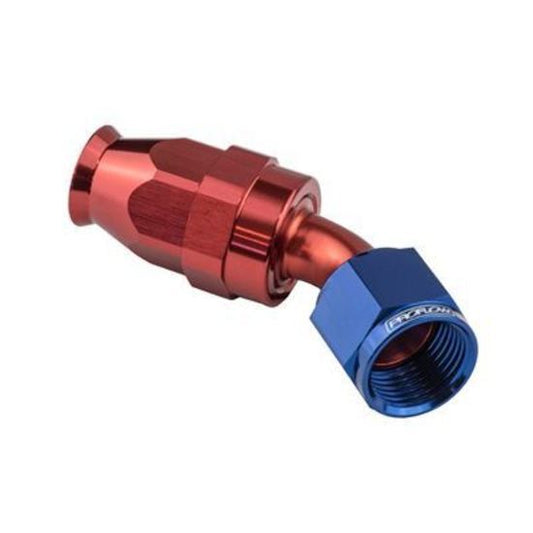 Proflow PFE202-04DRB Aluminium 45 Degree Hose End Hose End For -04AN PTFE Hose Red/Blue