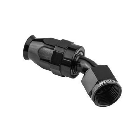 Proflow PFE202-06DBK Aluminium 45 Degree Hose End Hose End For -06AN PTFE Hose Black