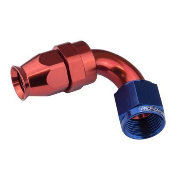 Proflow PFE205-10DRB Aluminium 150 Degree Hose End Hose End For -10AN PTFE Hose Red/Blue