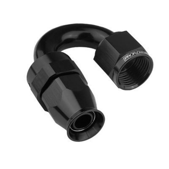 Proflow PFE206-04DBK Aluminium 180 Degree Hose End Hose End For -04AN PTFE Hose Black