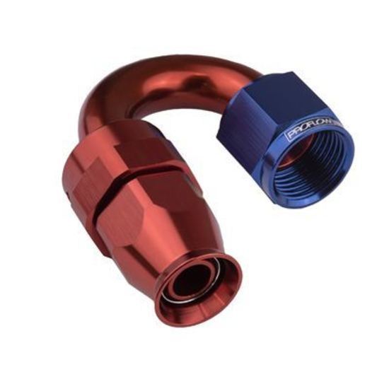 Proflow PFE206-12DRB Aluminium 180 Degree Hose End Hose End For -12AN PTFE Hose Red/Blue