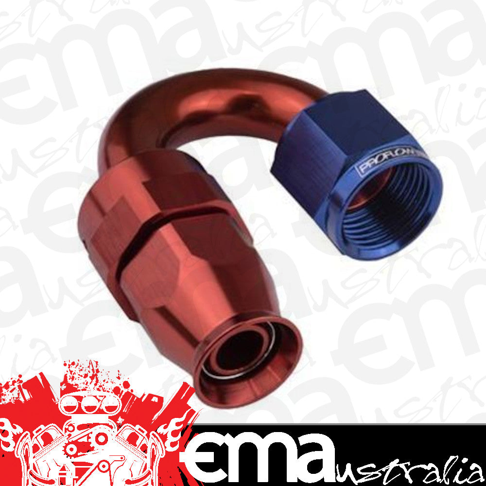 Proflow PFE206-12DRB Aluminium 180 Degree Hose End Hose End For -12AN PTFE Hose Red/Blue