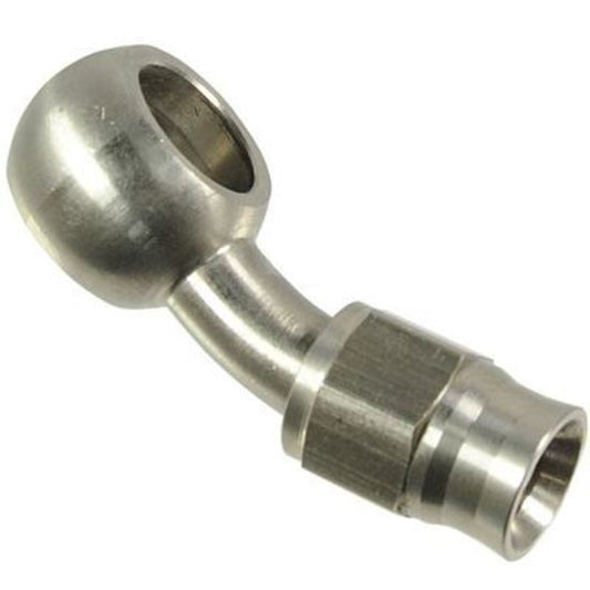 Proflow PFE211-03 Stainless Steel Banjo Hose End 10mm 30 Degree Bend For -03AN PTFE Hose