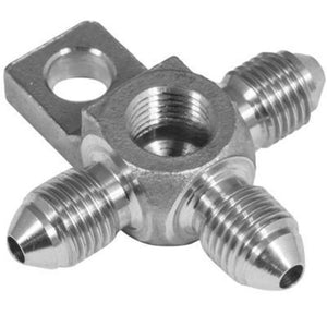 Proflow PFE322-03 Stainless Steel Hose End Tee Block -03AN w/Mount Tab 1/8" NPT Port