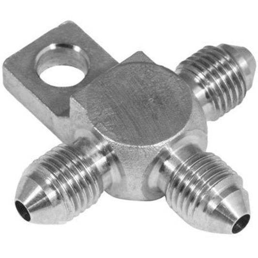 Proflow PFE326-03 Stainless Steel Hose End Tee Block -03AN w/Mount Tab
