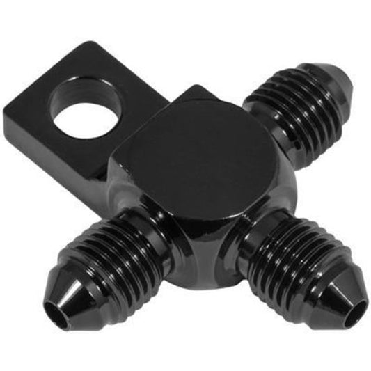 Proflow PFE326-03BK Black Hose End Tee Block -03AN w/Mount Tab