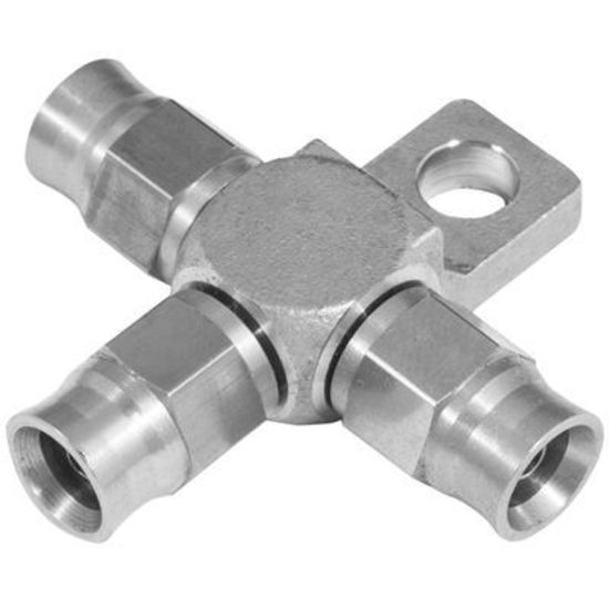 Proflow PFE328-03 Stainless Steel Tee Block -03AN Hose w/Mount Tab