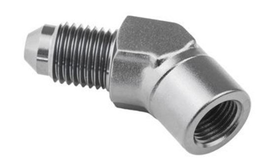 Proflow PFE371-04S Female Adaptor 45 Degree Adaptor 1/8" NPT to Male -04AN Silver