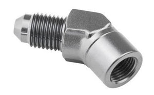 Proflow PFE371-04S Female Adaptor 45 Degree Adaptor 1/8" NPT to Male -04AN Silver