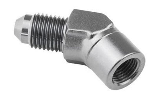 Proflow PFE371-04S Female Adaptor 45 Degree Adaptor 1/8" NPT to Male -04AN Silver