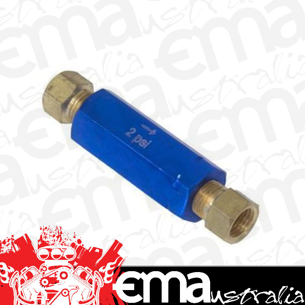Proflow PFE392 Residual Pressure Valve Blue Anodised 2 psi Disc Brakes 1/8 " NPT Female Inlet/Outlet Each