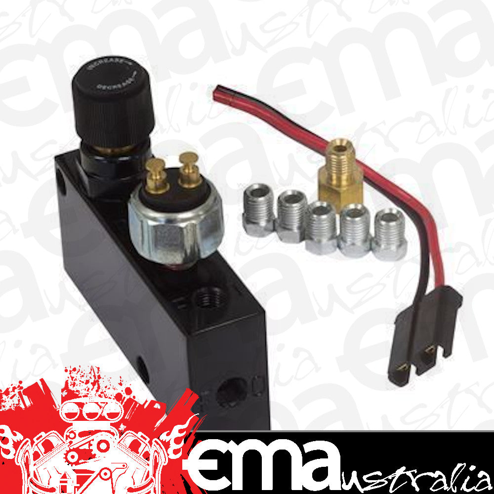 Proflow PFE398 Adjustable Proportioning Valve Block brake switch Black Aluminium Kit