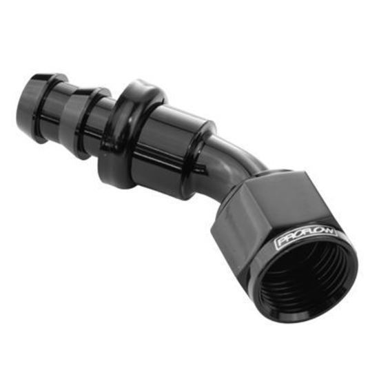 Proflow PFE402-06BK 45 Degree Push Lock Hose End Barb 3/8'' to Female -06AN Black