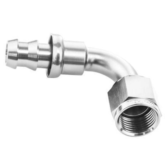 Proflow PFE403-06HP 90 Degree Push Lock Hose End Barb 3/8'' to Female -06AN Polished