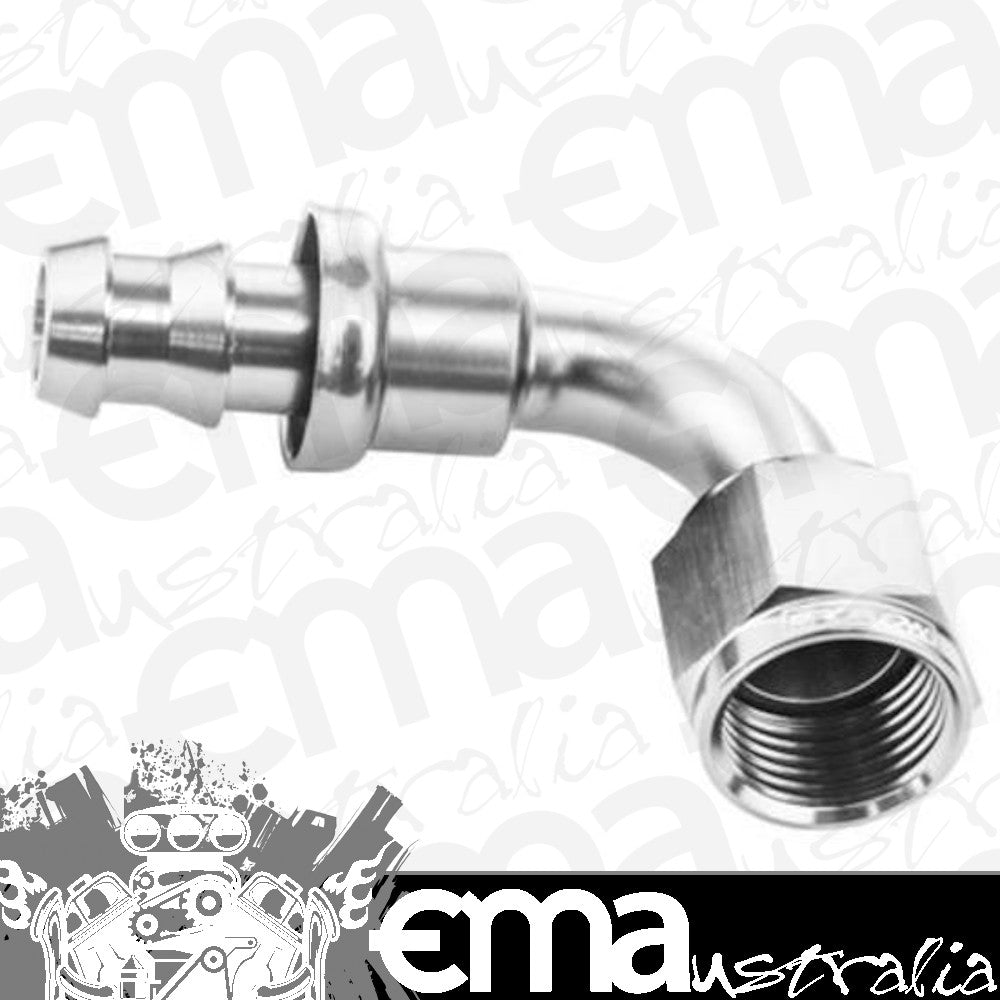 Proflow PFE403-06HP 90 Degree Push Lock Hose End Barb 3/8'' to Female -06AN Polished