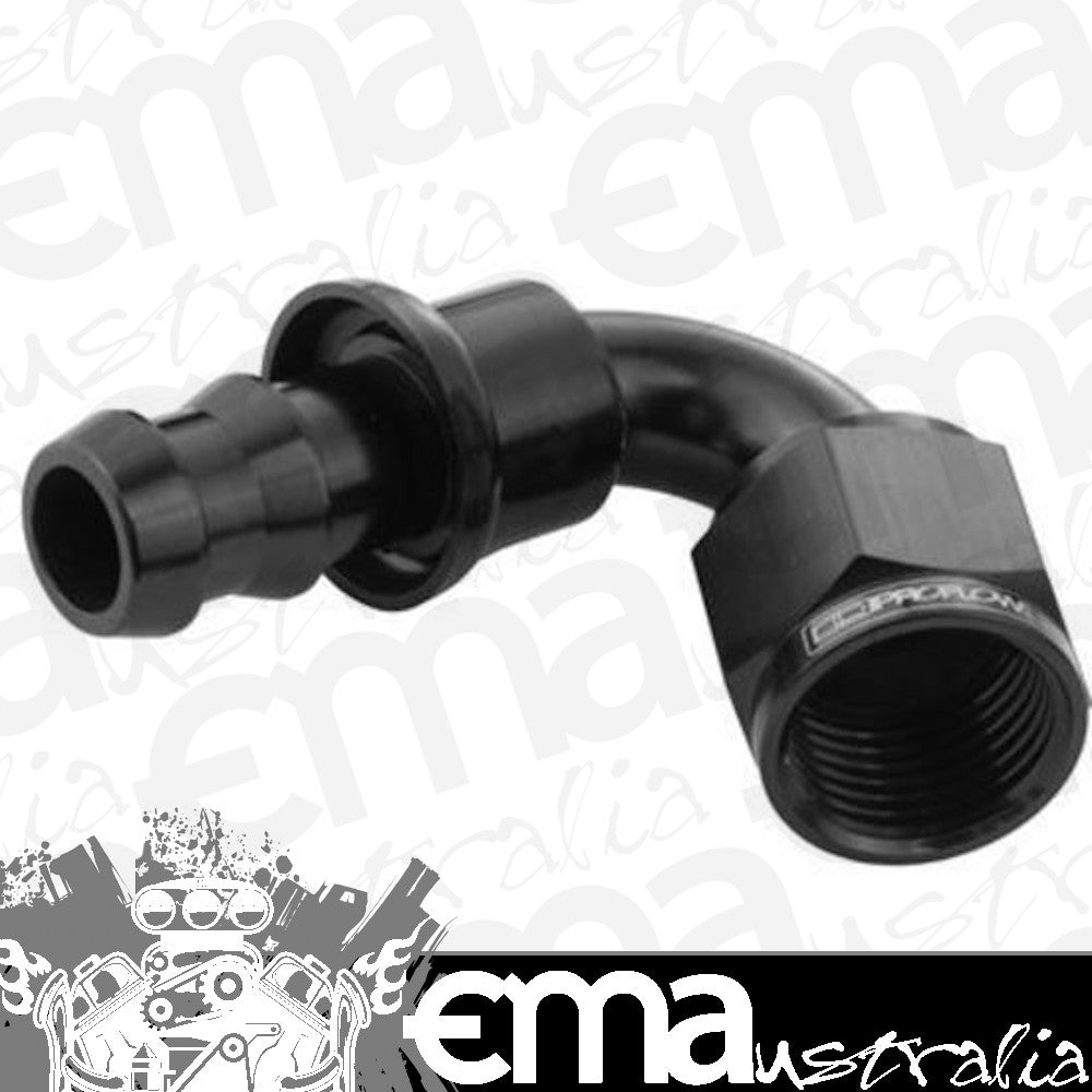 Proflow PFE404-06BK 120 Degree Push Lock Hose End Barb 3/8'' to Female -06AN Black