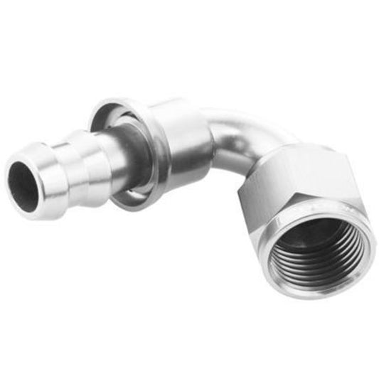 Proflow PFE404-10HP 120 Degree Push Lock Hose End Barb 5/8'' to Female -10AN Polished