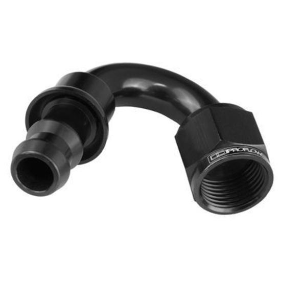 Proflow PFE405-06BK 150 Degree Push Lock Hose End Barb 3/8'' to Female -06AN Black