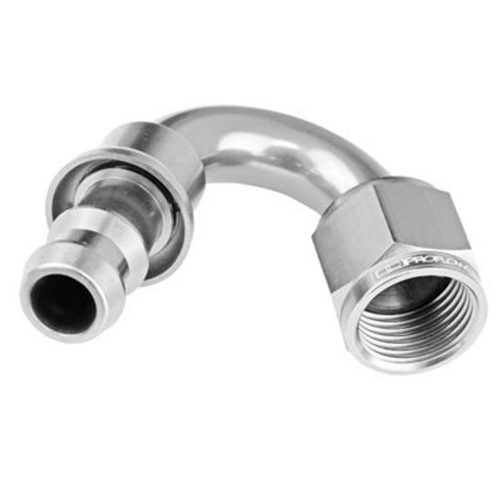Proflow PFE405-08HP 150 Degree Push Lock Hose End Barb 1/2'' to Female -08AN Polished
