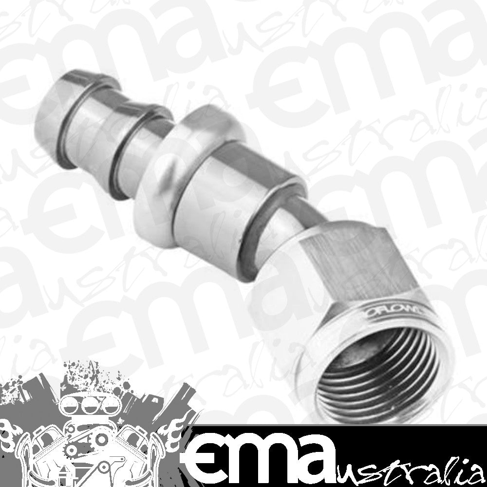 Proflow PFE407-10HP 30 Degree Push Lock Hose End Barb 5/8'' to Female -10AN Polished