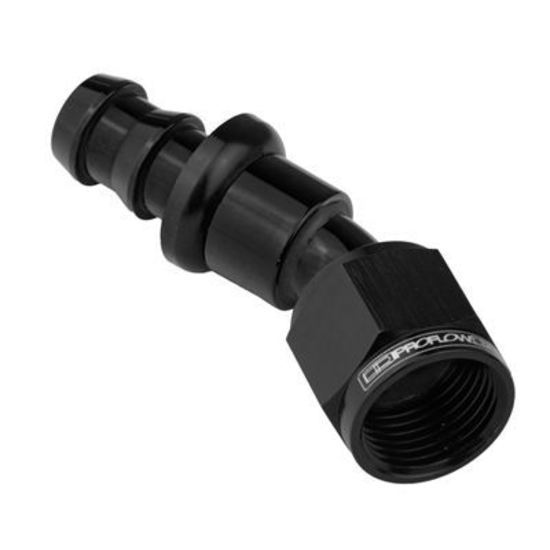 Proflow PFE407-12BK 30 Degree Push Lock Hose End Barb 5/8'' to Female -12AN Black