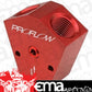 Proflow PFE451-10R Fuel Block Y-Type Billet Aluminium Red Anodised 1/2 " NPT Female Inlet 1/2 " NPT Female Outlets 1/8" NPT Gauge Port