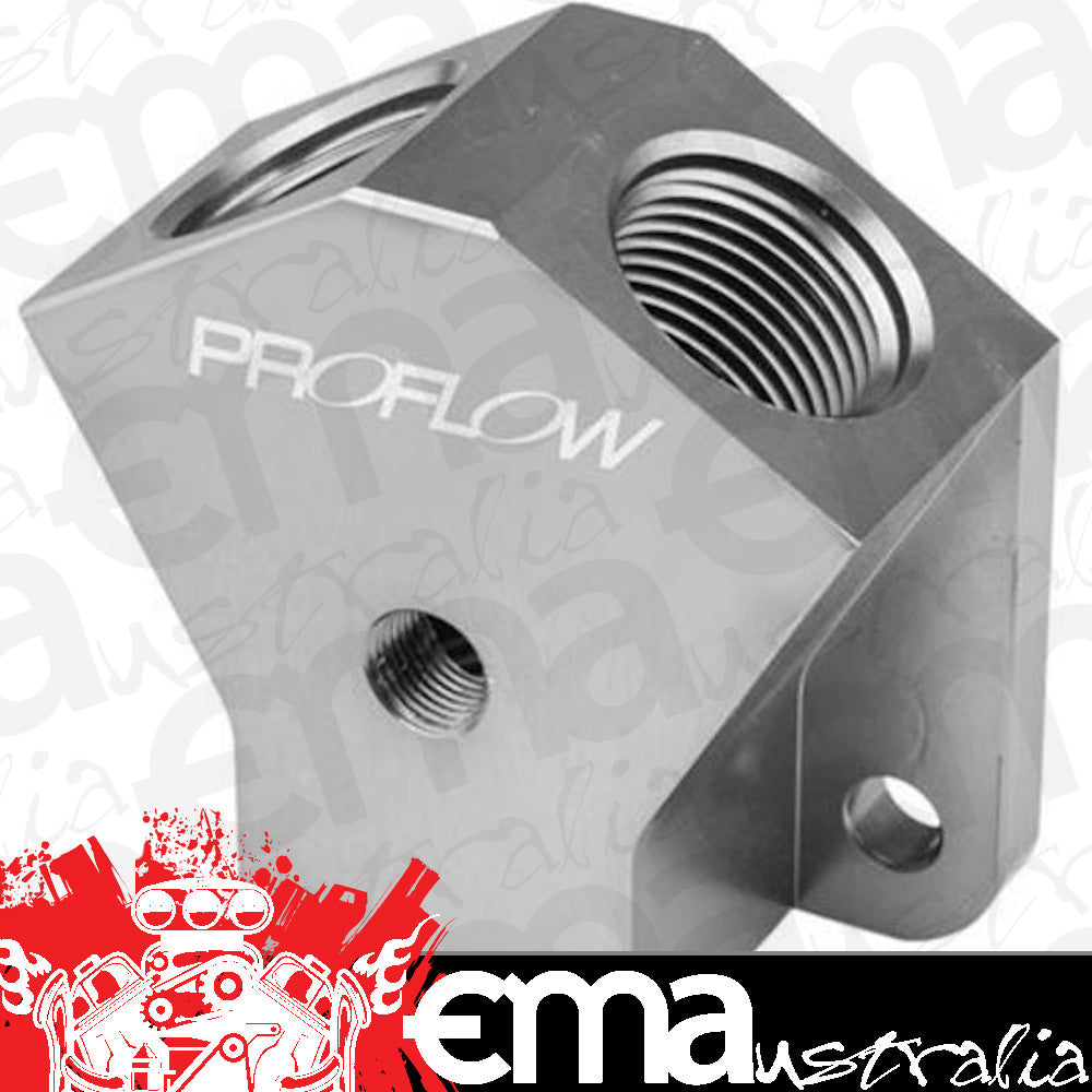 Proflow PFE452-10P Billet AN Fuel Block -10AN In -10AN Out w/1/8" NPT Port Silver