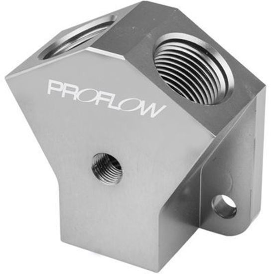 Proflow PFE452-12-10P Billet AN Fuel Block -12AN In -10AN Out w/1/8" NPT Port Silver