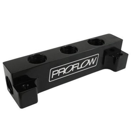 Proflow PFE456-06-06BK Fuel Block Log -06AN ORB Side Ports & 3x -06AN ORB Ports Black