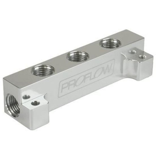 Proflow PFE456-08-06P Fuel Block Log -08AN Side Ports & 3 x -06AN Ports Silver