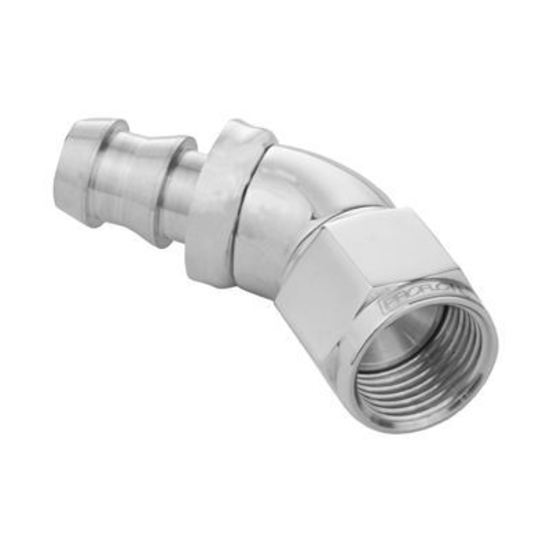 Proflow PFE512-08HP 45 Degree Fitting Hose End Full Flow Barb to Female -08AN Polished