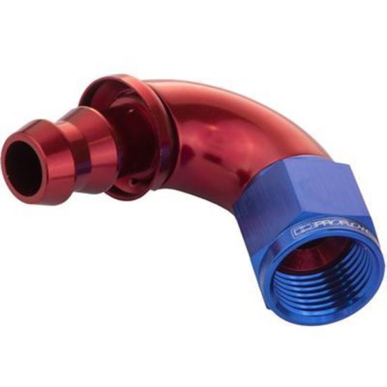 Proflow PFE514-08 120 Degree Fitting Hose End Full Flow Barb to Female -08AN Blue/Red