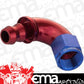 Proflow PFE514-08 120 Degree Fitting Hose End Full Flow Barb to Female -08AN Blue/Red
