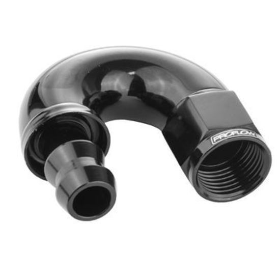 Proflow PFE516-08BK 180 Degree Fitting Hose End Full Flow Barb to Female -08AN Black