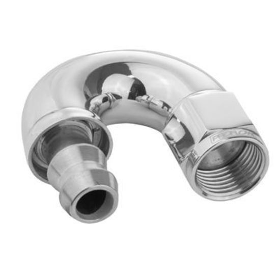 Proflow PFE516-08HP 180 Degree Fitting Hose End Full Flow Barb to Female -08AN Polished