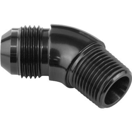 Proflow PFE523-08BK 45 Degree 3/8" NPT to Male -08AN Flare to NPT Adaptor Black