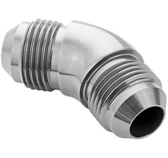 Proflow PFE527-04HP 45 Degree Union Flare Adaptor Fitting -04AN Polished